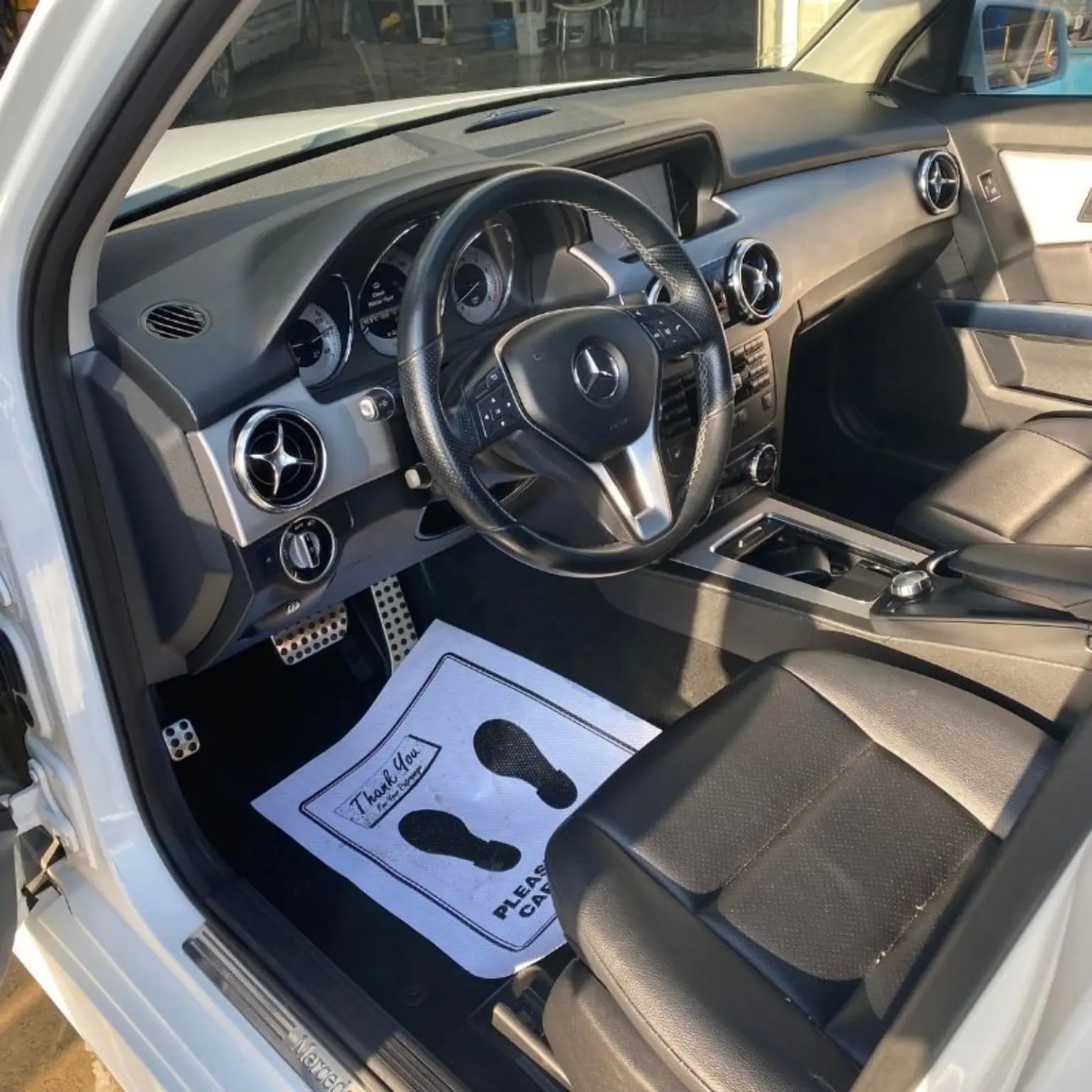 Clean Mercedes driver's cabin and centre console